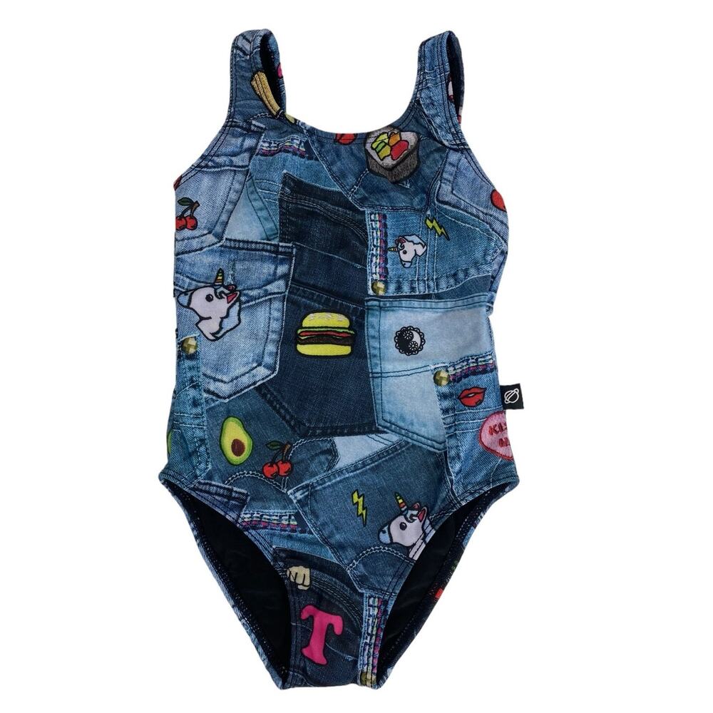 Terez Baby One Piece Denim Look  Hipstapatch Swimsuit NEW Size 2